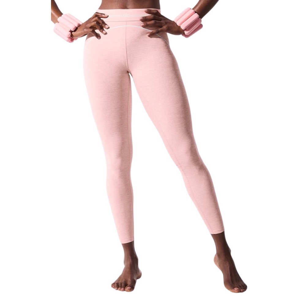 Alo Yoga Airbrush High-Waist Heart Throb Legging Pink Quartz Heather/White XS